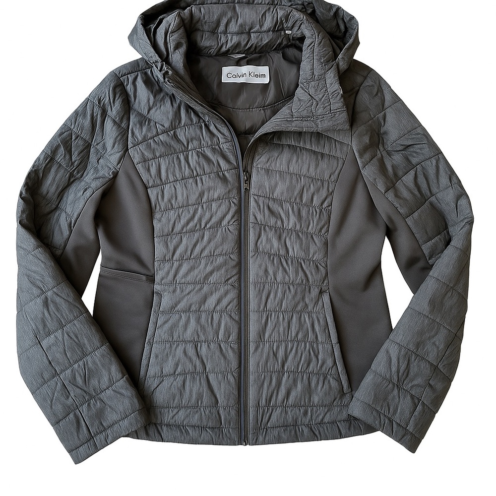 Calvin Klein Women’s Quilted Hooded Jacket – Black, Size M